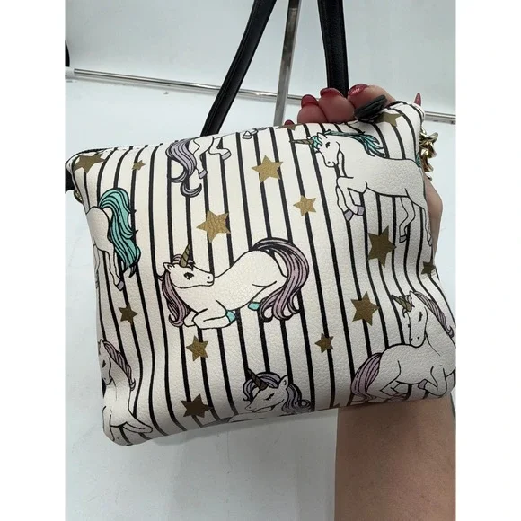 Luv Betsey by Betsey Johnson Unicorn Striped Crossbody Bag with Unicorn Charm - Picture 6 of 9